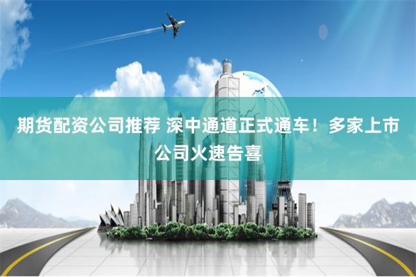 期货配资公司推荐 深中通道正式通车！多家上市公司火速告喜