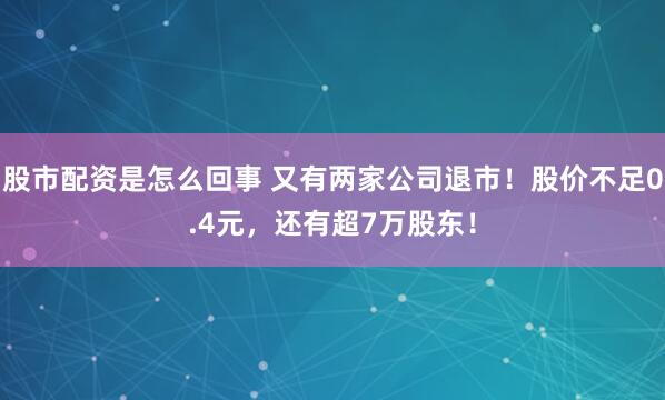 股市配资是怎么回事 又有两家公司退市！股价不足0.4元，还有超7万股东！