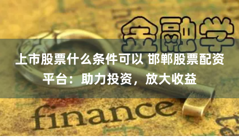上市股票什么条件可以 邯郸股票配资平台：助力投资，放大收益